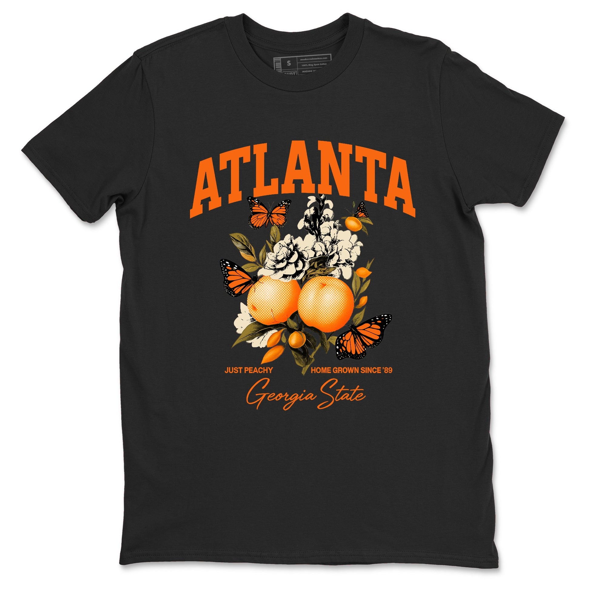 Georgia Peach sneaker match t-shirt styled to complete your fit with the Air Jordan 3 Starfish sneakers, shown in Black 2.