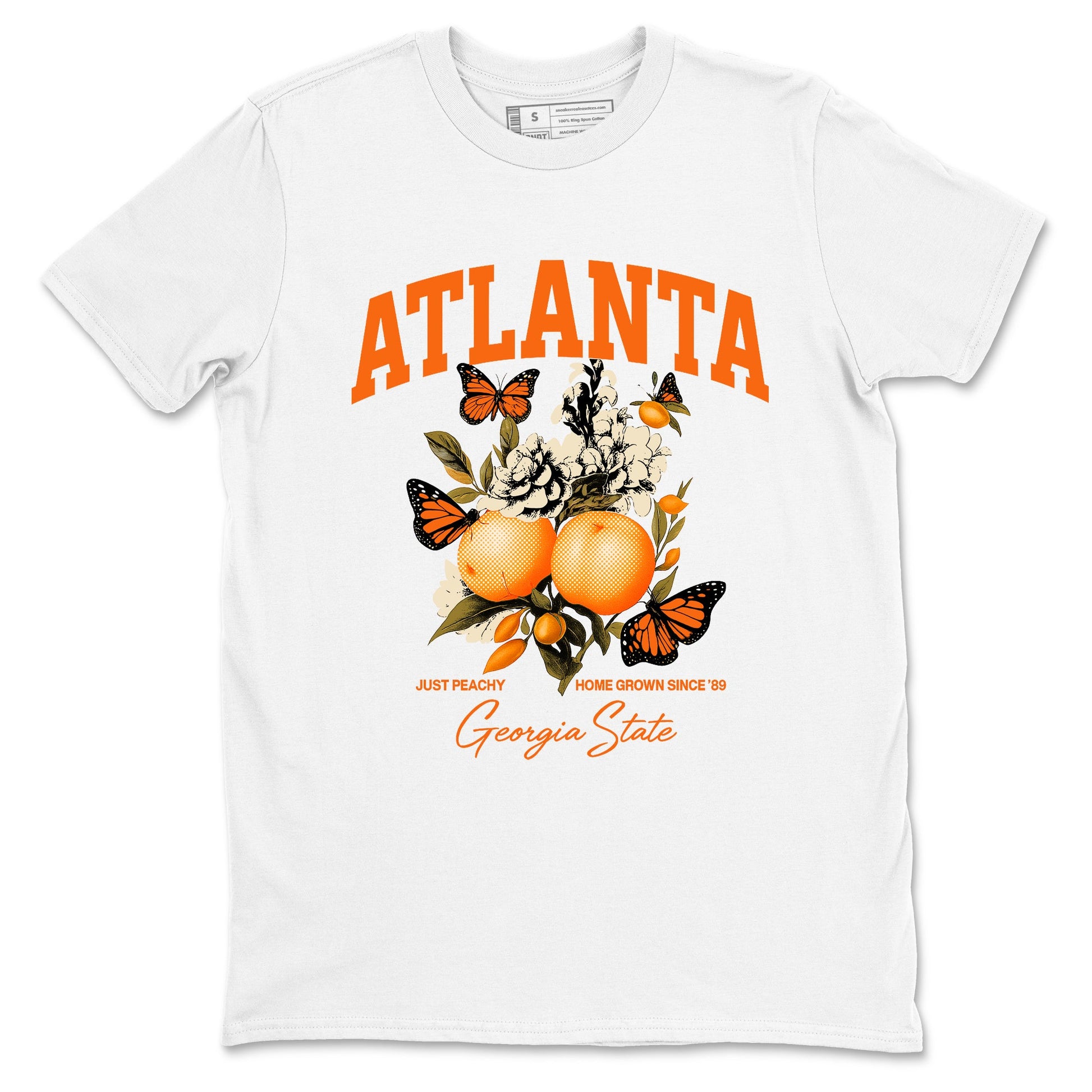 Georgia Peach sneaker match t-shirt styled to complete your fit with the Air Jordan 3 Starfish sneakers, shown in White 2.