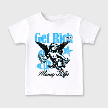 Sneaker match tees – Sneaker Tees To Match Air Foamposite Pro University Blue Shoes – Get Rich Kids T-Shirt White 2