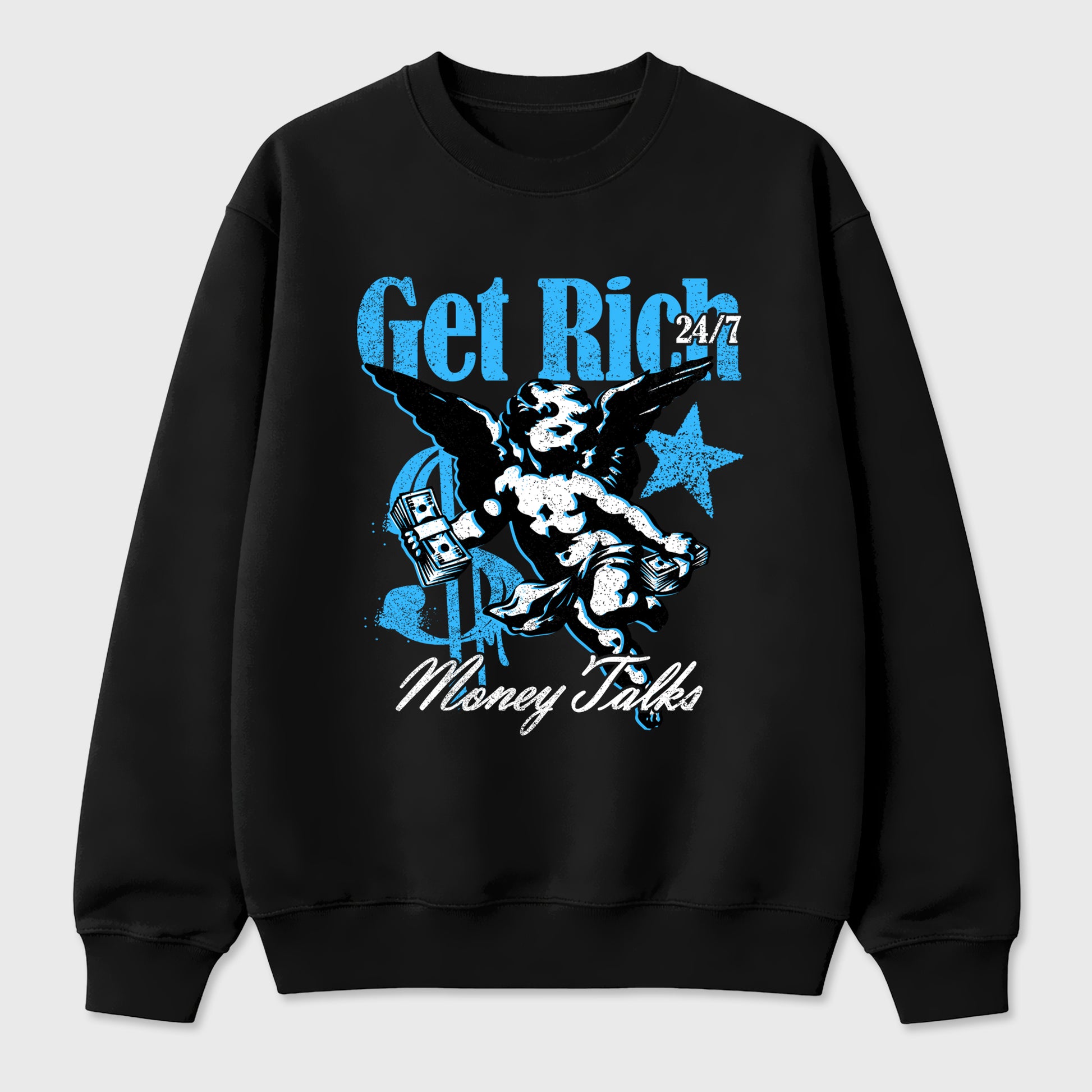 Sneaker match tees – Sneaker Tees To Match Air Foamposite Pro University Blue Shoes – Get Rich Tee Black 2