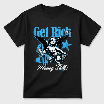 Sneaker match tees – Sneaker Tees To Match Air Foamposite Pro University Blue Shoes – Get Rich Tee Black 2