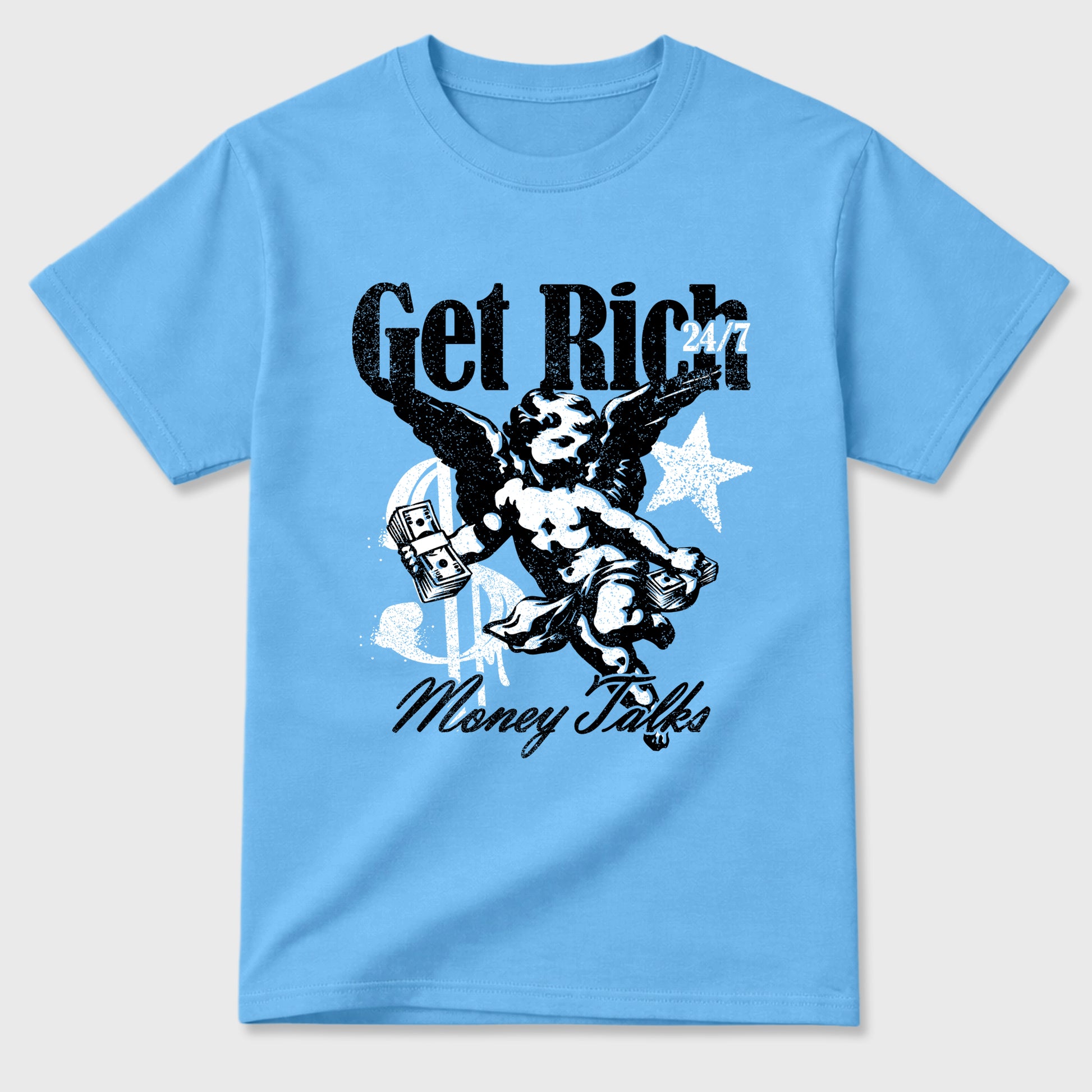 Sneaker match tees – Sneaker Tees To Match Air Foamposite Pro University Blue Shoes – Get Rich Tee Carolina Blue 2