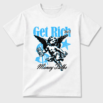 Sneaker match tees – Sneaker Tees To Match Air Foamposite Pro University Blue Shoes – Get Rich Tee White 2