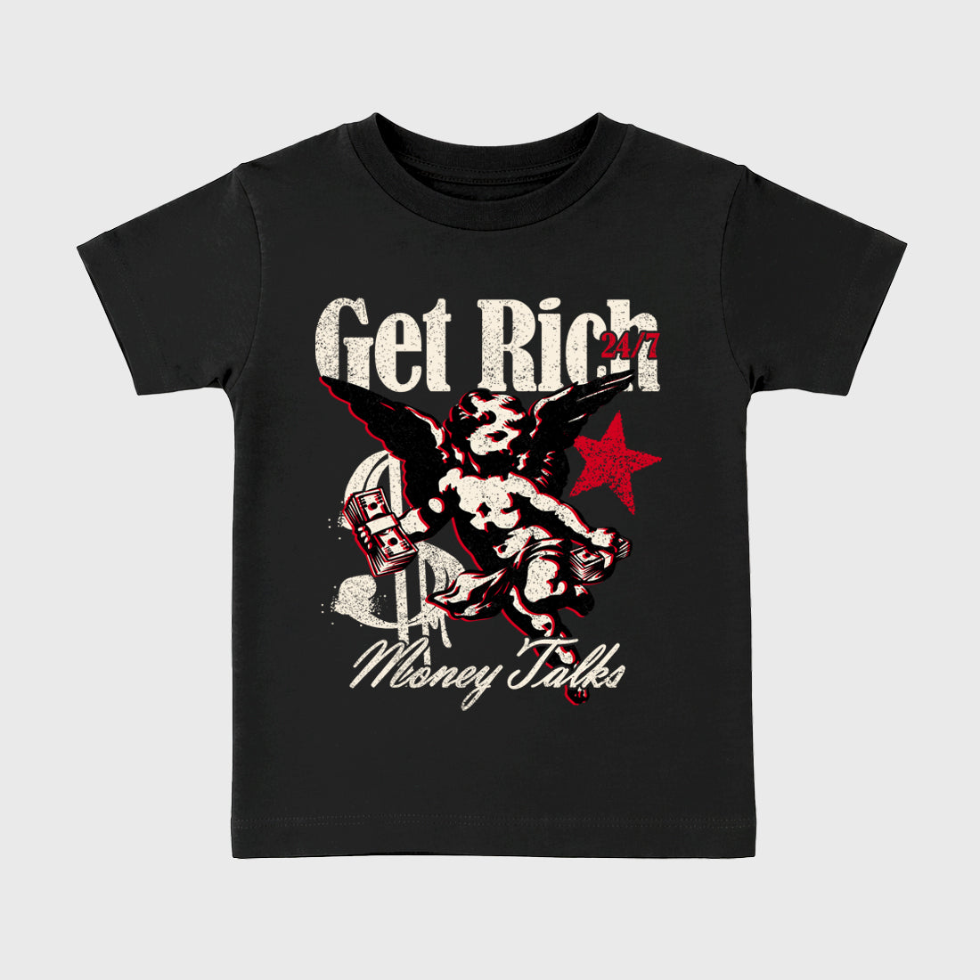 Sneaker match tees – Sneaker Tees To Match Air Jordan 1 Flight Club Shoes – Get Rich Kids T-Shirt Black 2