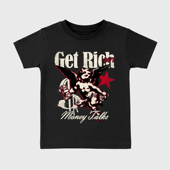 Sneaker match tees – Sneaker Tees To Match Air Jordan 1 Flight Club Shoes – Get Rich Kids T-Shirt Black 2