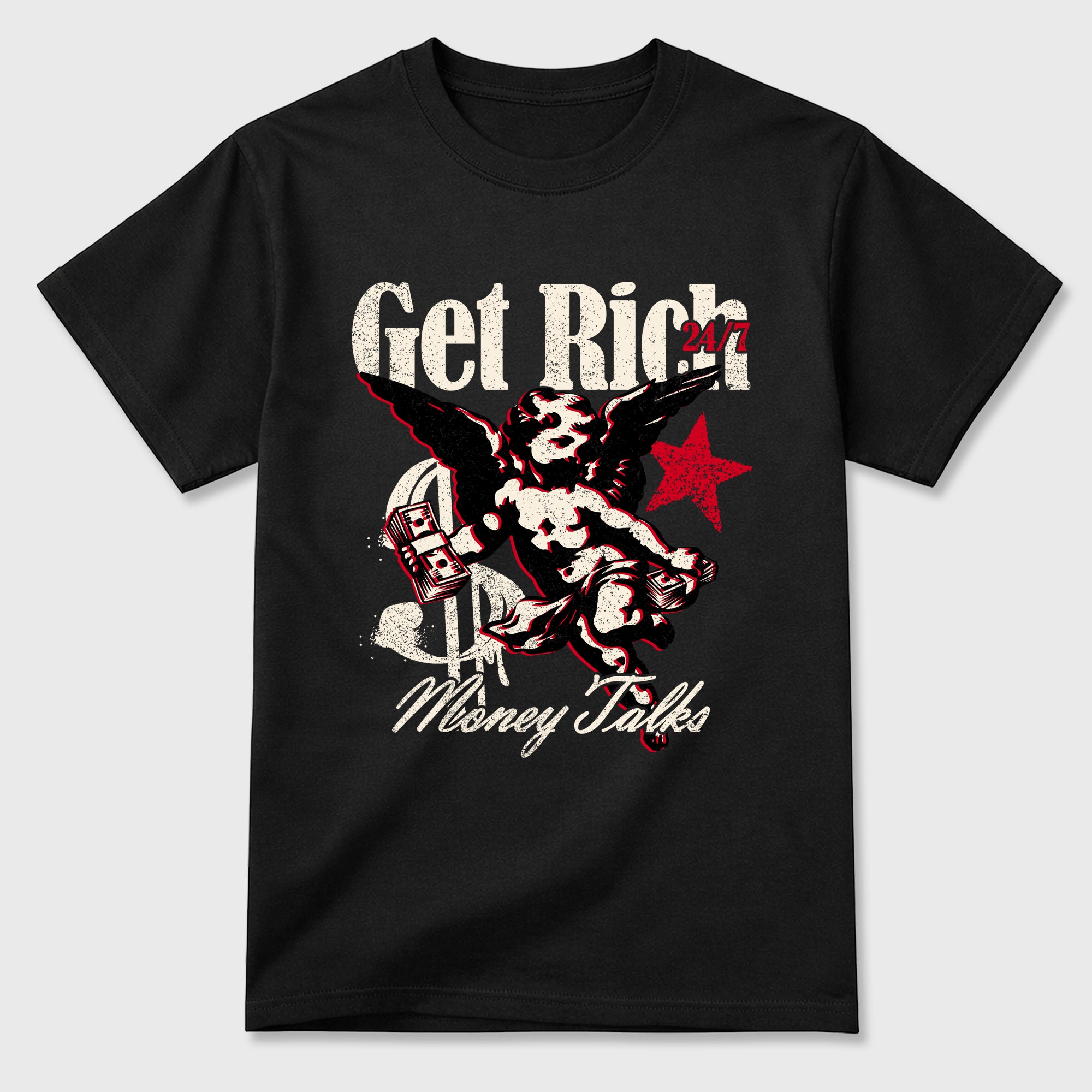 Sneaker match tees – Sneaker Tees To Match Air Jordan 1 Flight Club Shoes – Get Rich Tee Black 2