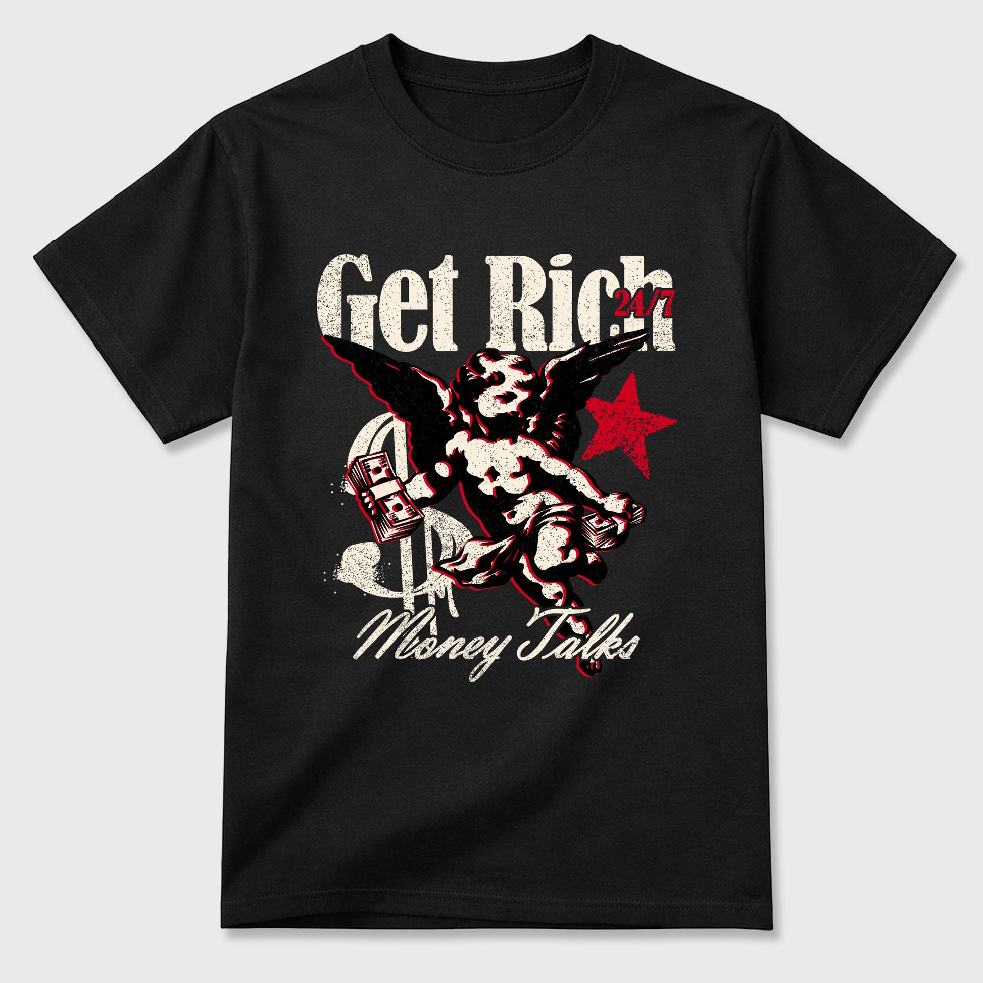 Sneaker match tees – Sneaker Tees To Match Air Jordan 1 Flight Club Shoes – Get Rich Tee Black 2