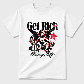 Sneaker match tees – Sneaker Tees To Match Air Jordan 1 Flight Club Shoes – Get Rich Tee White 2