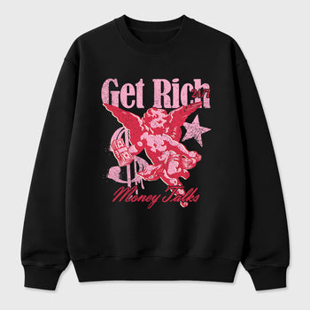 Perfect Sneakerhead Fashion Outfits – Sneaker Tees To Match Air Jordan 1 Low OG x Travis Scott Tropical Pink Shoes – Get Rich Graphic Tee Black 2