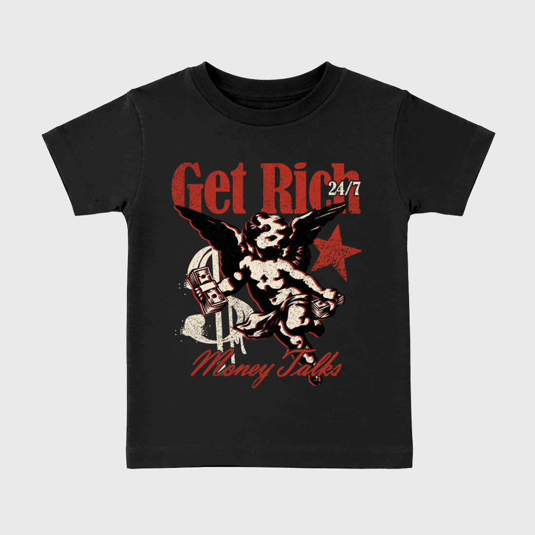 Sneaker match tees – Sneaker Tees To Match Air Jordan 4 Brick After Brick Shoes – Get Rich Kids T-Shirt Black 2