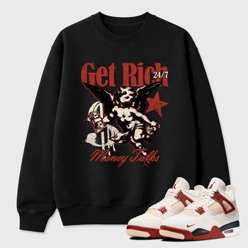 Sneaker match tees – Sneaker Tees To Match Air Jordan 4 Brick After Brick Shoes – Get Rich Tee Black 1