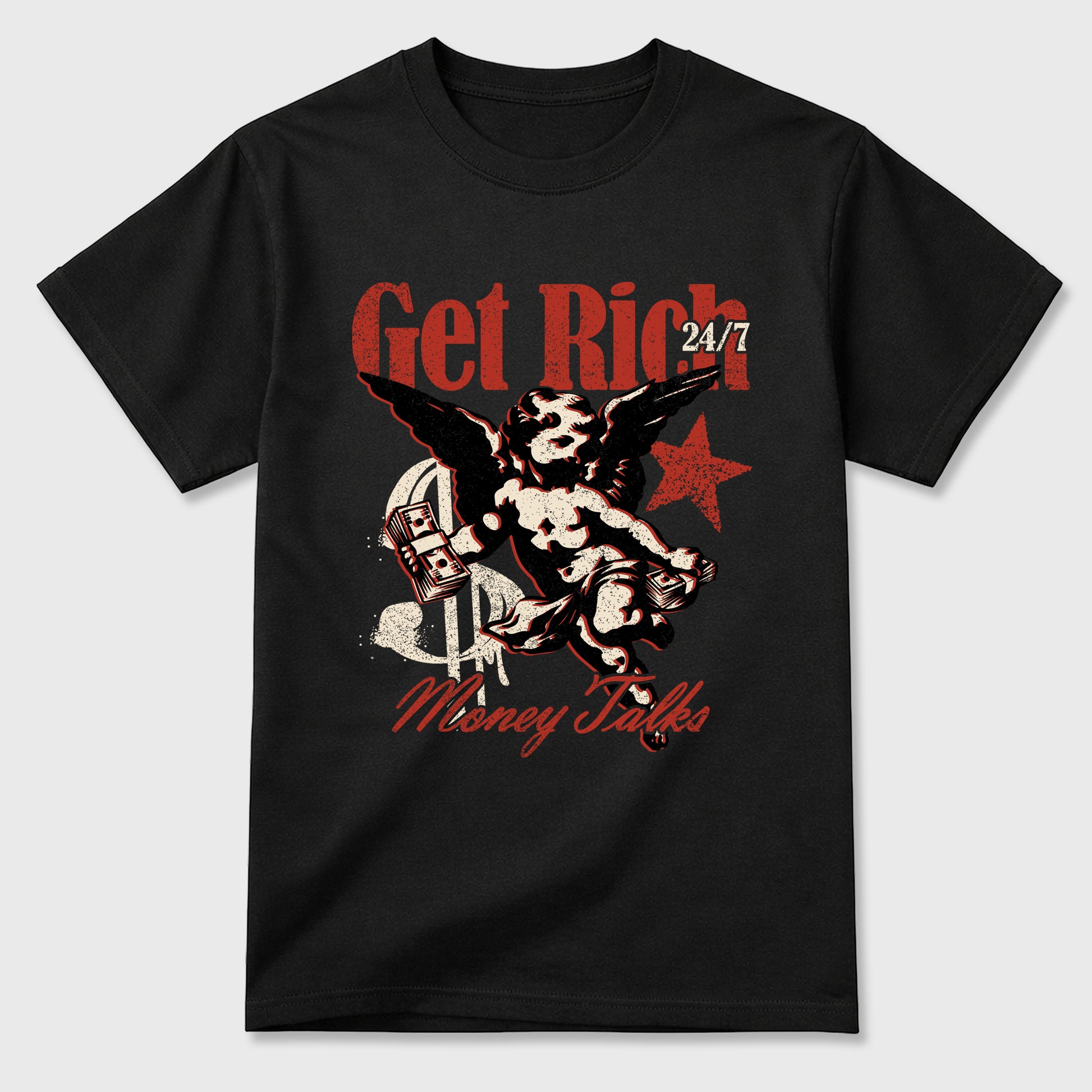 Sneaker match tees – Sneaker Tees To Match Air Jordan 4 Brick After Brick Shoes – Get Rich Tee Black 2