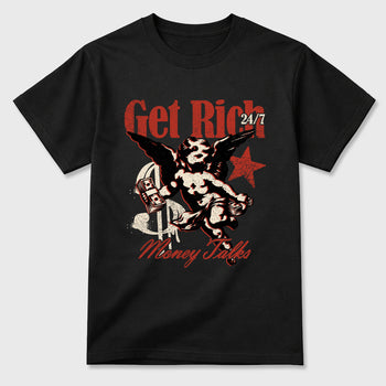 Sneaker match tees – Sneaker Tees To Match Air Jordan 4 Brick After Brick Shoes – Get Rich Tee Black 2