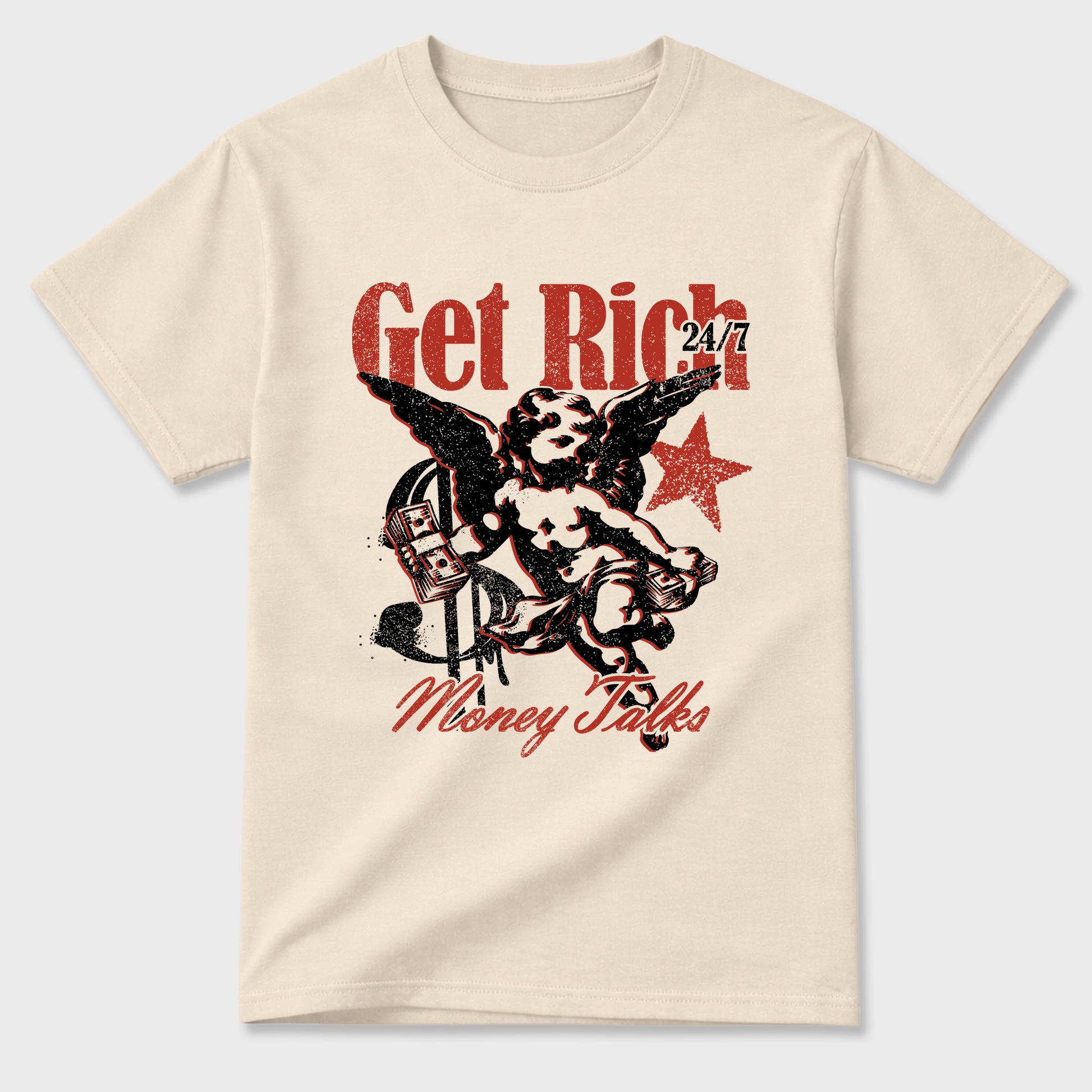 Sneaker match tees – Sneaker Tees To Match Air Jordan 4 Brick After Brick Shoes – Get Rich Tee Natural 2