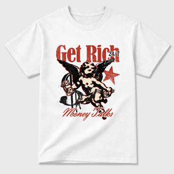 Sneaker match tees – Sneaker Tees To Match Air Jordan 4 Brick After Brick Shoes – Get Rich Tee White 2