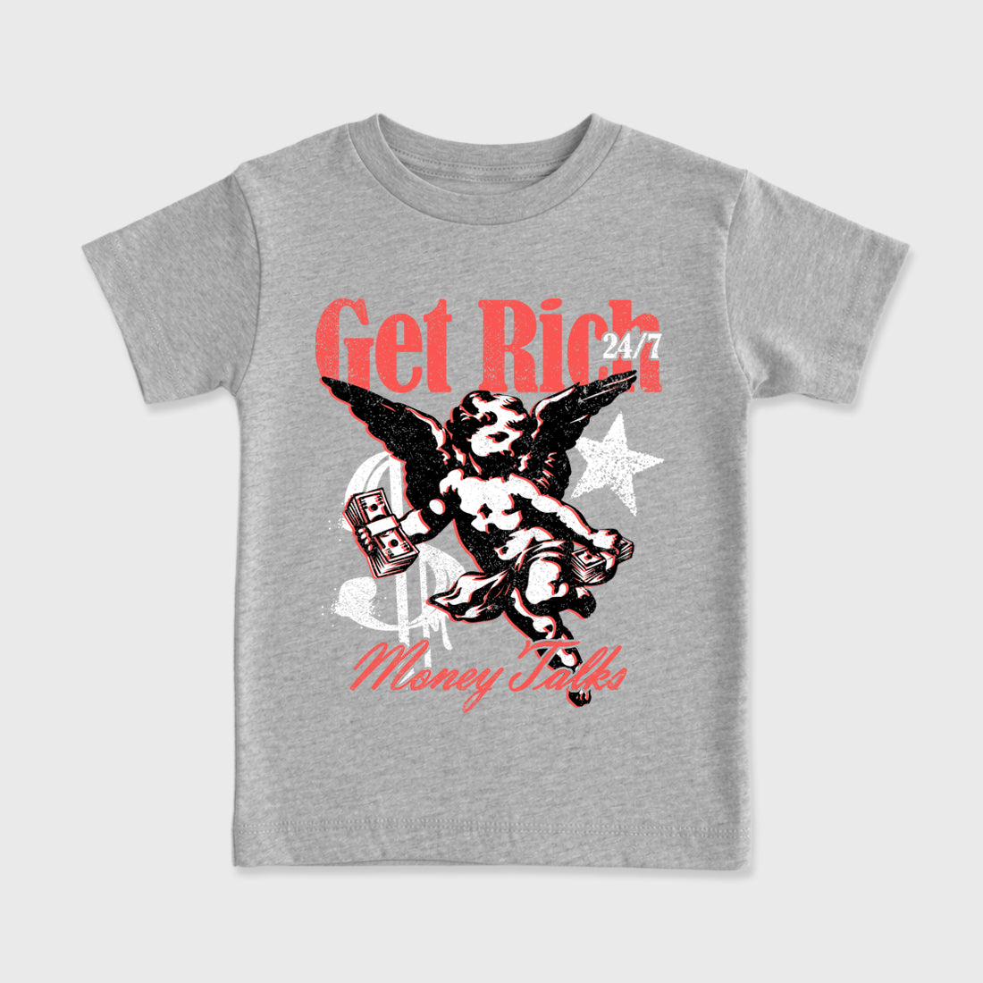 Sneaker match tees – Sneaker Tees To Match Air Max 90 Infrared Shoes – Get Rich Kids T-Shirt Heather Grey 2