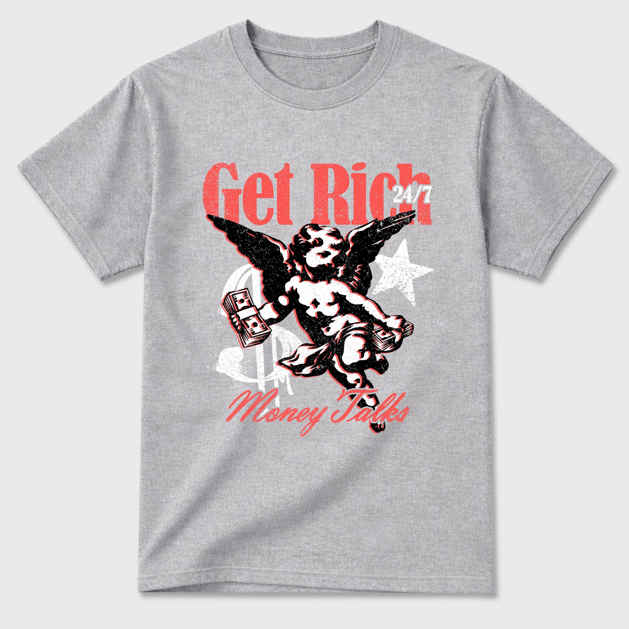 Sneaker match tees – Sneaker Tees To Match Air Max 90 Infrared Shoes – Get Rich Tee Heather Grey 2