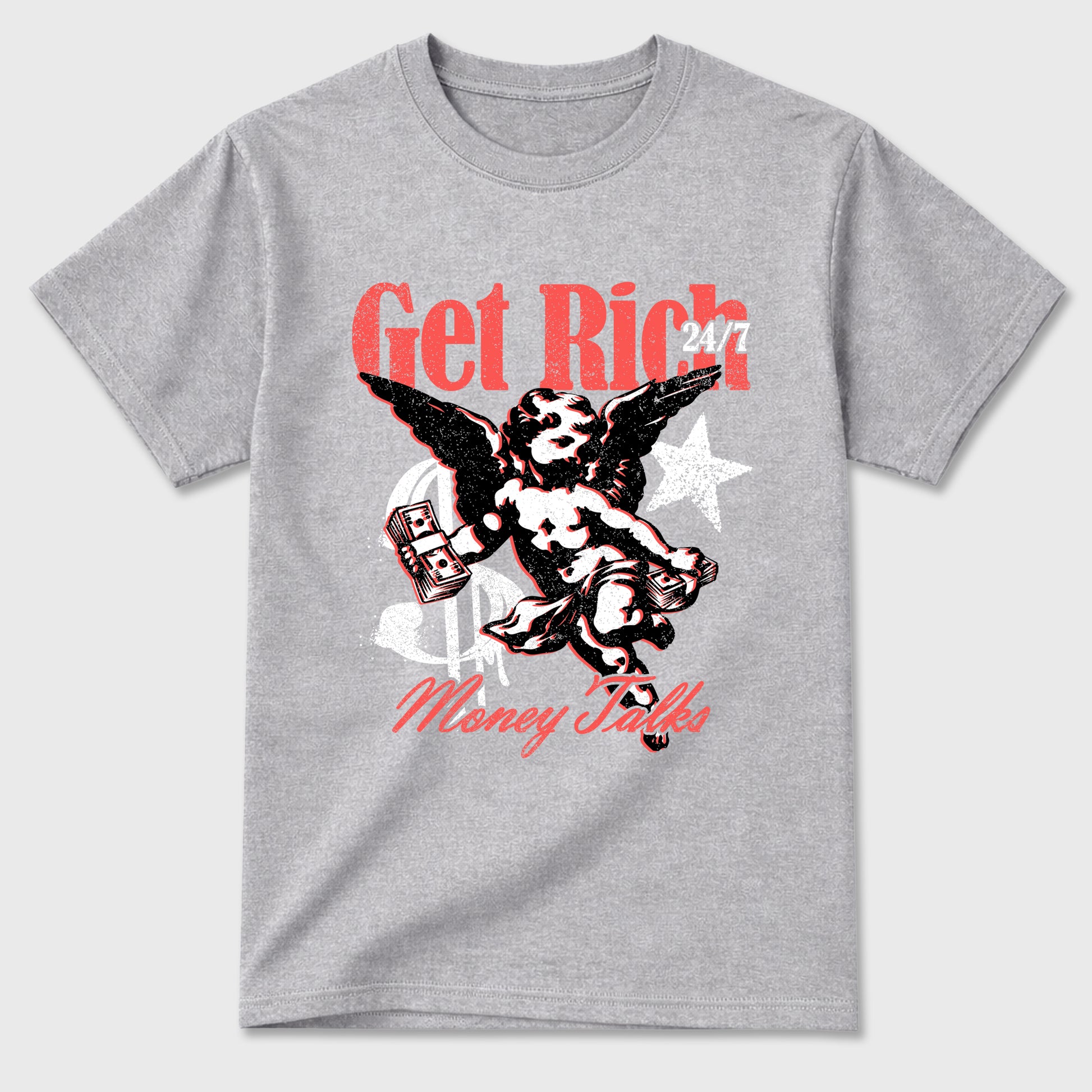 Sneaker match tees – Sneaker Tees To Match Air Max 90 Infrared Shoes – Get Rich Tee Heather Grey 2