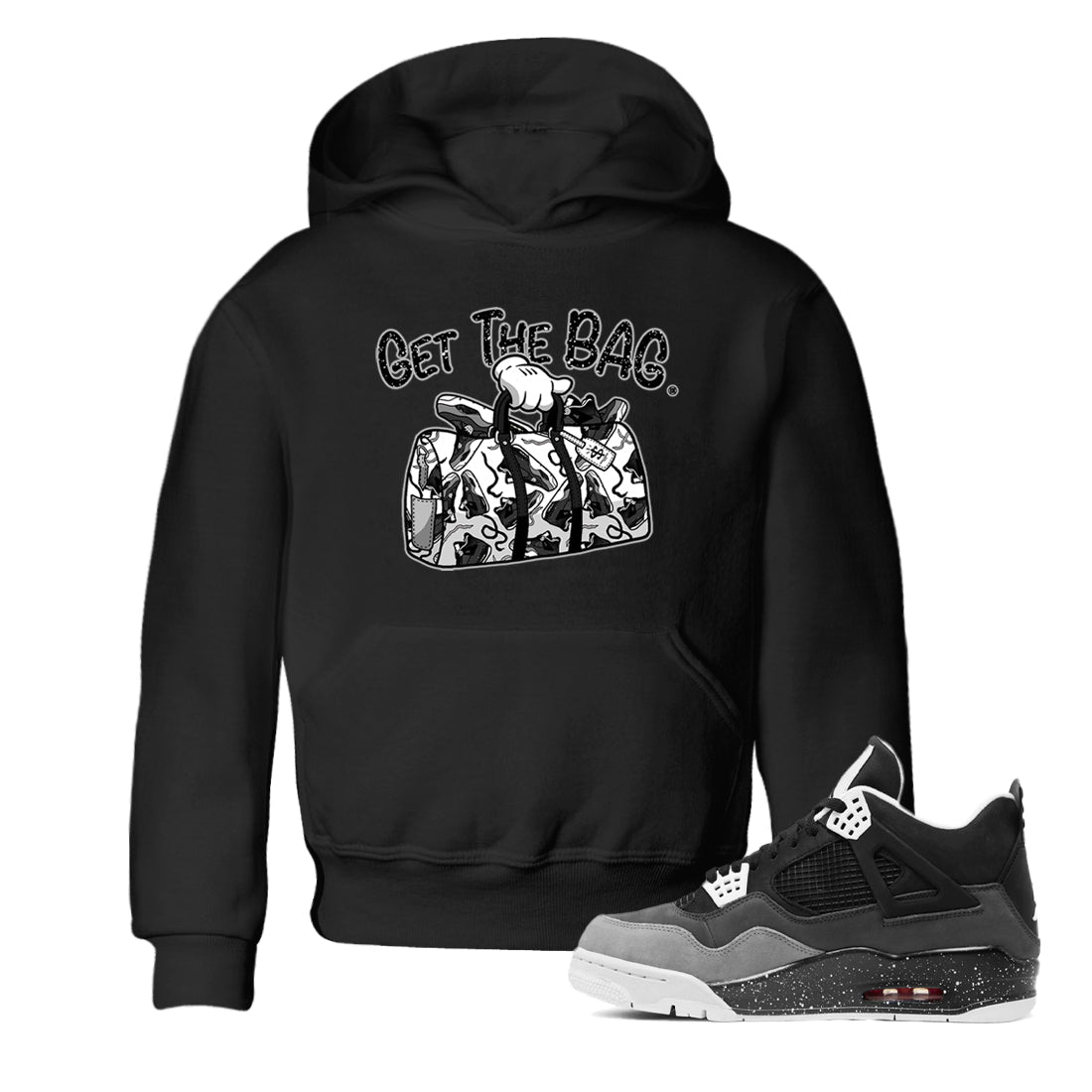4s Fear shirts to match jordans Get The Bag sneaker match tees Air Jordan 4 Retro Fear match shoes to clothes SNRT Sneaker Tees Youth Baby Black 1 tee