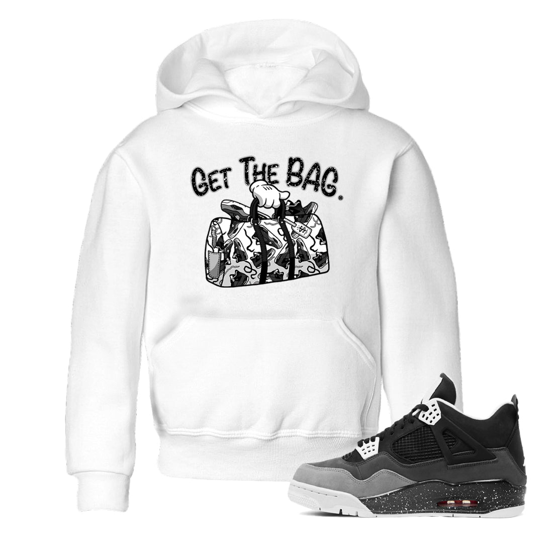 4s Fear shirts to match jordans Get The Bag sneaker match tees Air Jordan 4 Retro Fear match shoes to clothes SNRT Sneaker Tees Youth Baby White 1 tee