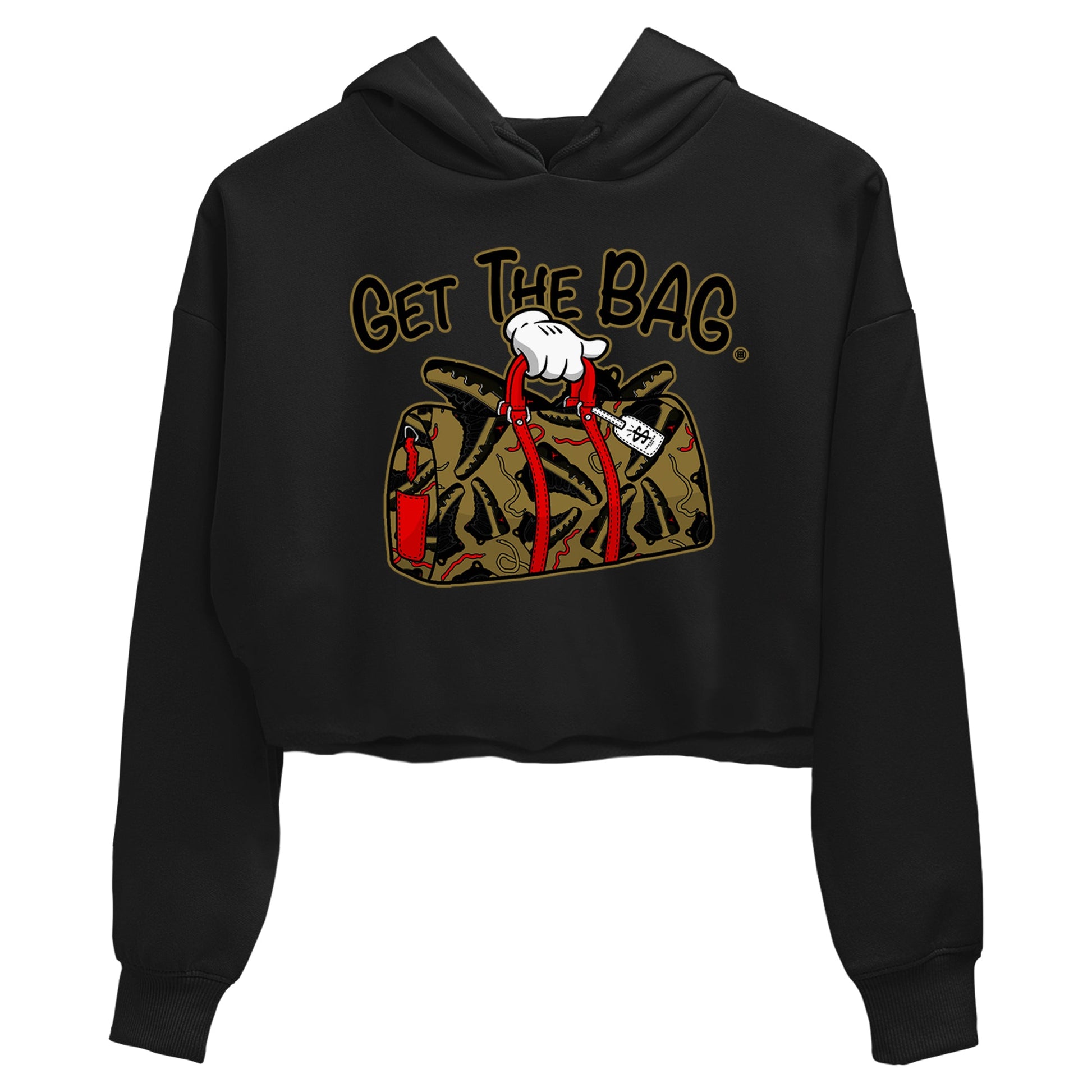 9s Olive shirts to match jordans Get The Bag sneaker match tees Air Jordan 9 Olive match shoes to clothes SNRT Sneaker Tees unisex cotton Black 2 crop tee