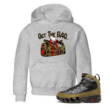 9s Olive shirts to match jordans Get The Bag sneaker match tees Air Jordan 9 Olive match shoes to clothes SNRT Sneaker Tees Youth Baby Heather Grey 1 tee