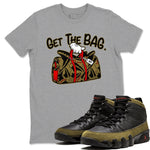 9s Olive shirts to match jordans Get The Bag sneaker match tees Air Jordan 9 Olive match shoes to clothes SNRT Sneaker Tees unisex cotton Heather Grey 1 shirts