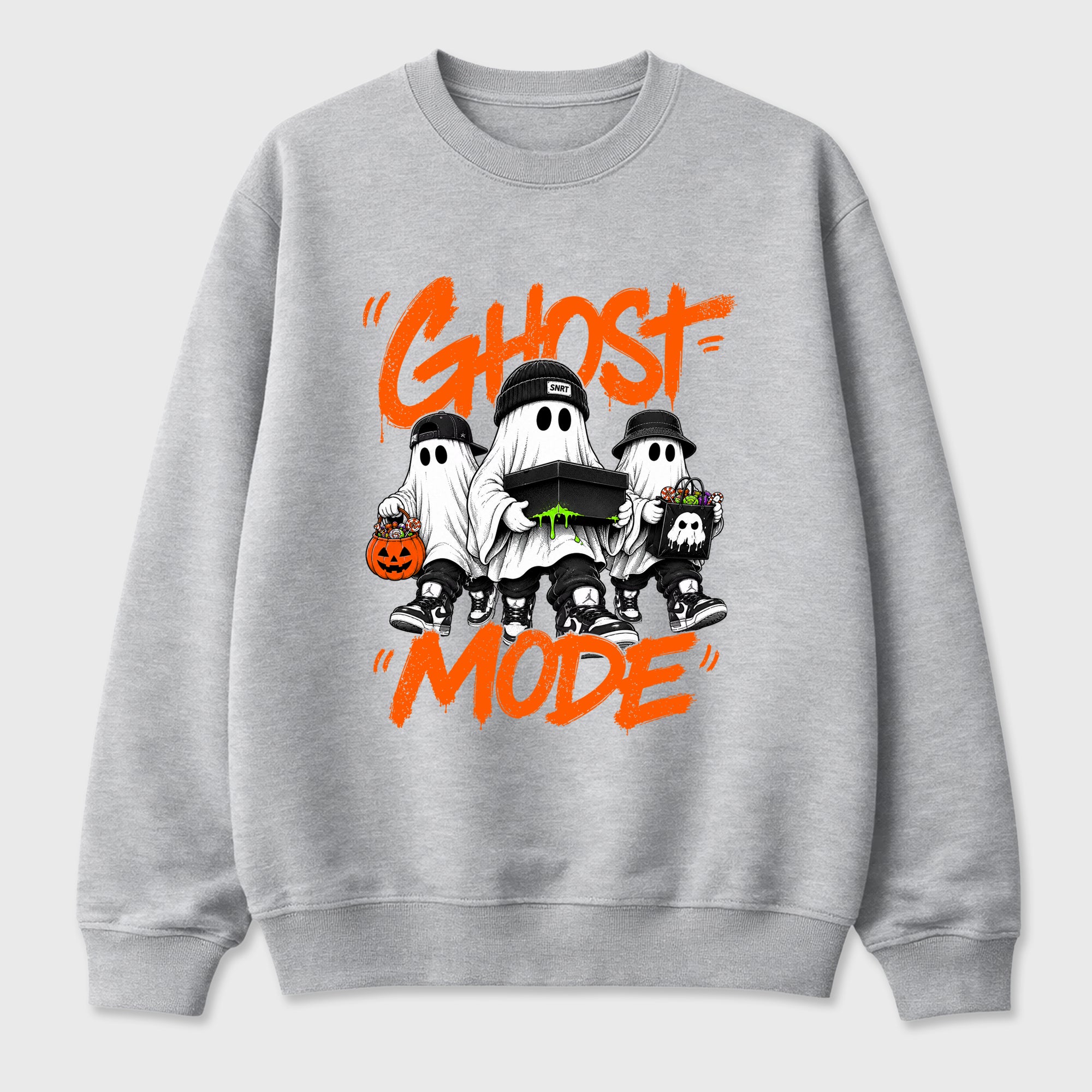 Ghost Mode Graphic T-Shirt featuring original streetwear artwork designed to match the Halloween. Heather Grey 2 Graphic Tee.