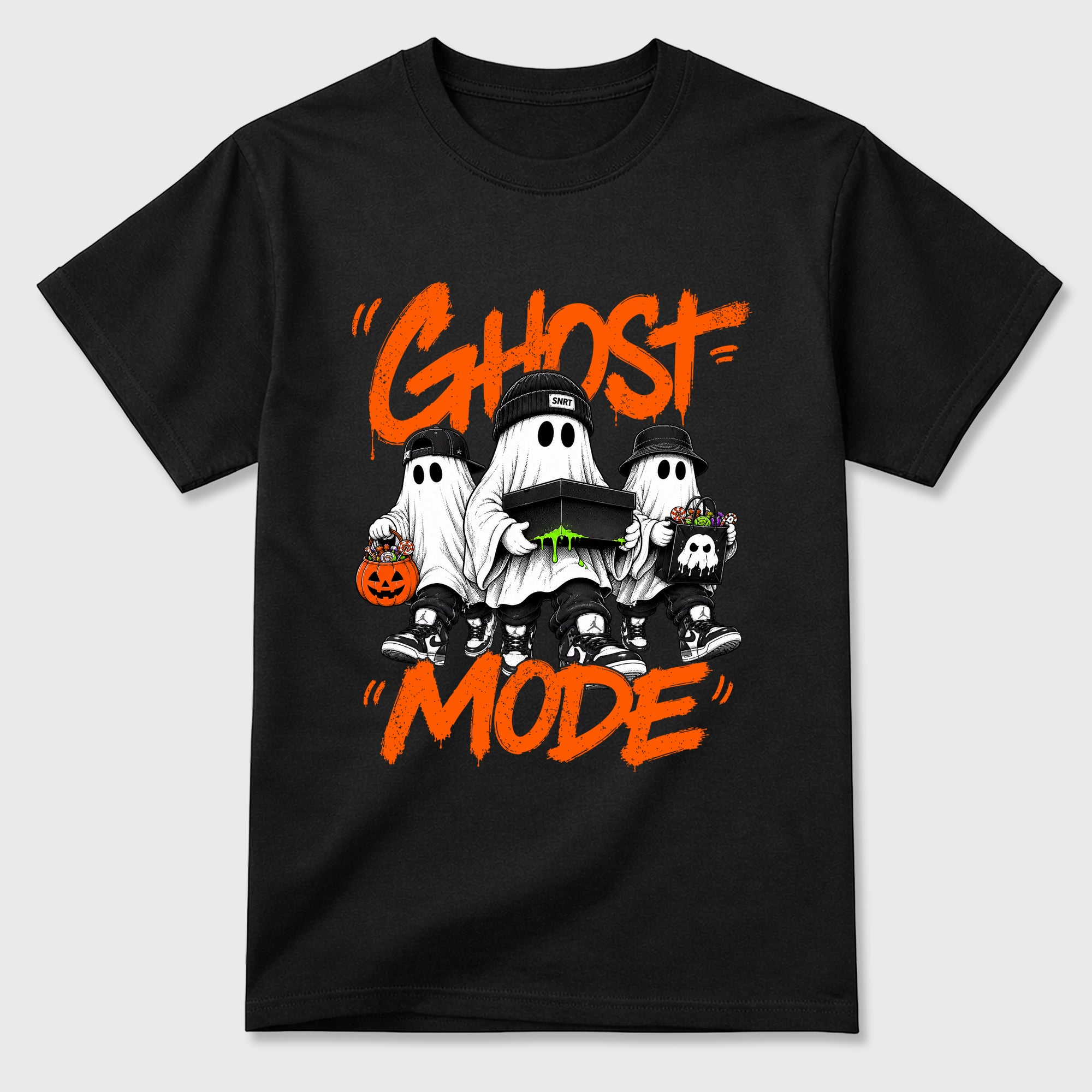 Ghost Mode Graphic T-Shirt featuring original streetwear artwork designed to match the Halloween. Black 2 Graphic T-Shirt.
