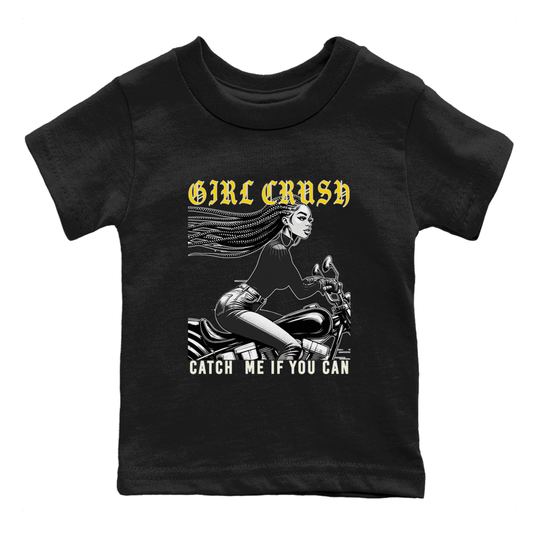 4s Vivid Sulfur shirt to match jordans Girl Crash sneaker tees AJ4 Vivid Sulfur Streetwear Brand SNRT Sneaker Tees baby toddler Black 2 cotton Shirt