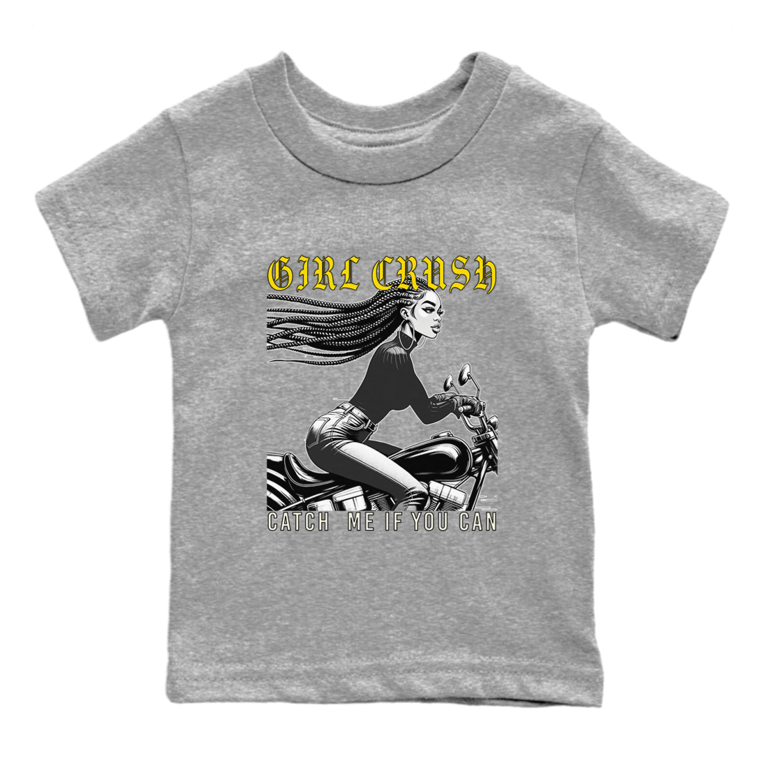 4s Vivid Sulfur shirt to match jordans Girl Crash sneaker tees AJ4 Vivid Sulfur Streetwear Brand SNRT Sneaker Tees baby toddler Heather Grey 2 cotton Shirt
