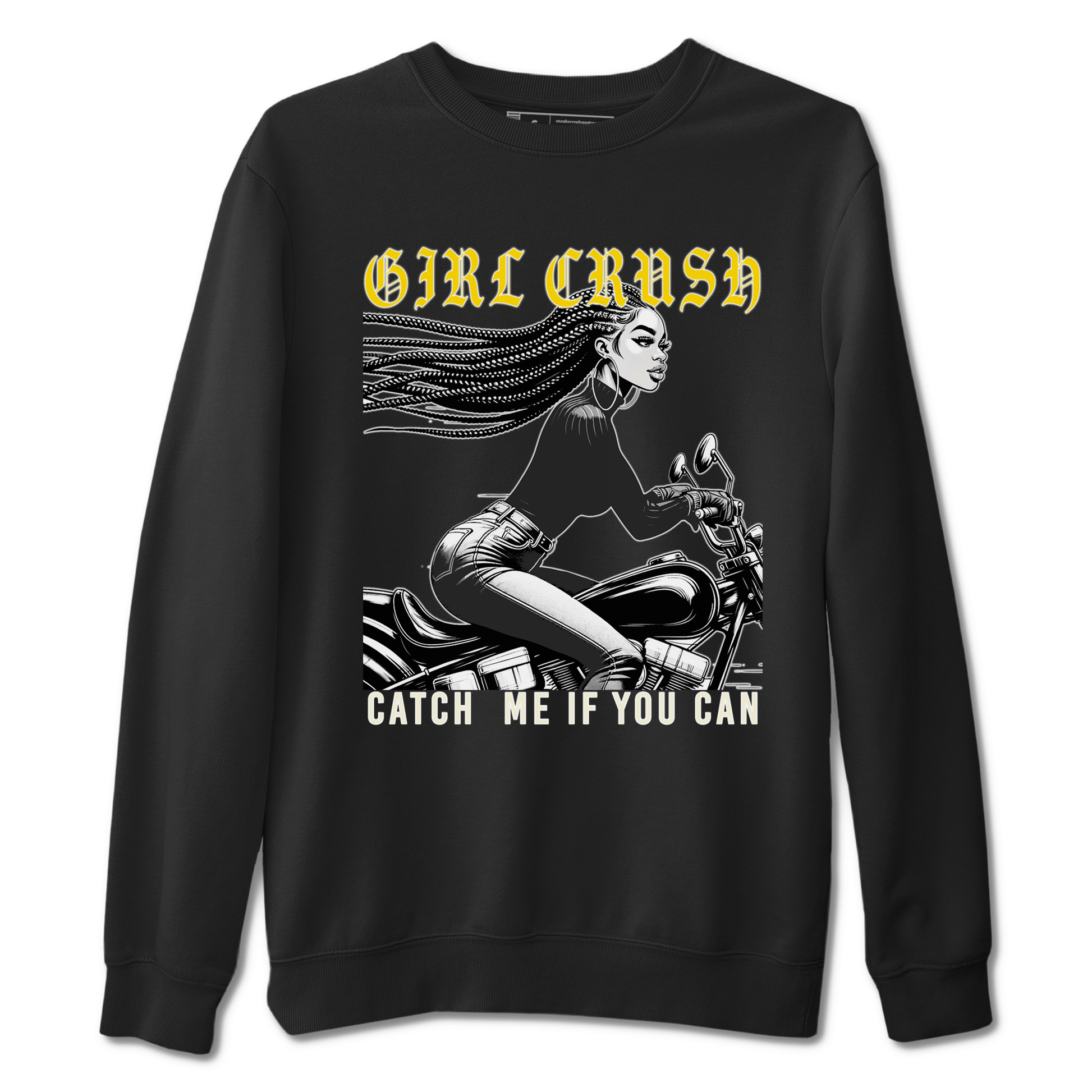 4s Vivid Sulfur shirt to match jordans Girl Crash sneaker tees AJ4 Vivid Sulfur Streetwear Brand SNRT Sneaker Tees unisex cotton Black 2 crew neck shirt