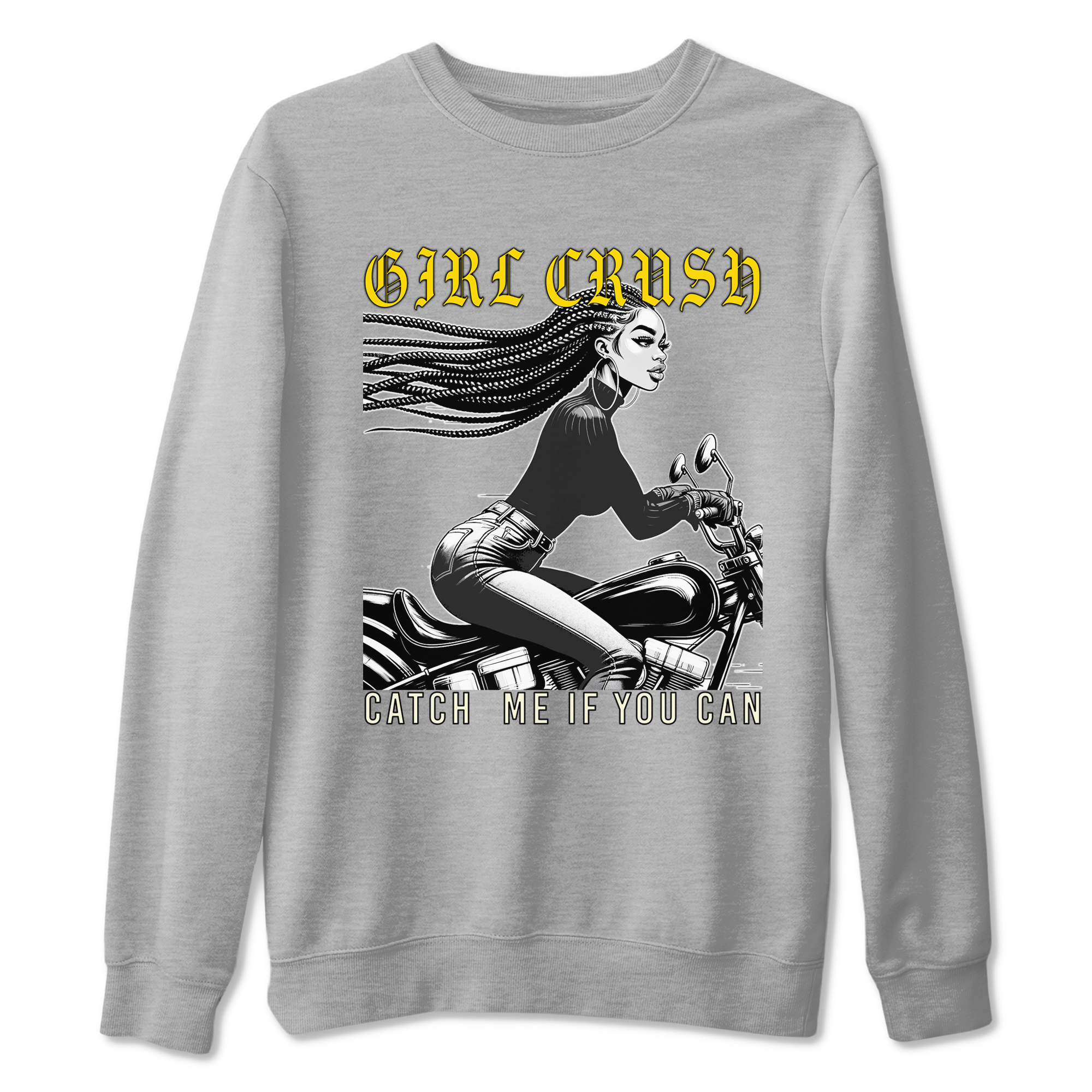 4s Vivid Sulfur shirt to match jordans Girl Crash sneaker tees AJ4 Vivid Sulfur Streetwear Brand SNRT Sneaker Tees unisex cotton Heather Grey 2 crew neck shirt