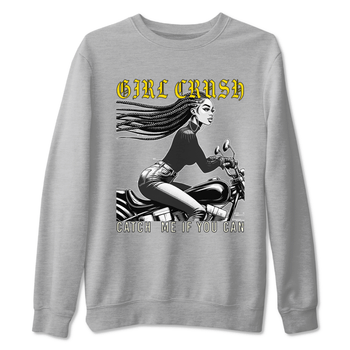 4s Vivid Sulfur shirt to match jordans Girl Crash sneaker tees AJ4 Vivid Sulfur Streetwear Brand SNRT Sneaker Tees unisex cotton Heather Grey 2 crew neck shirt