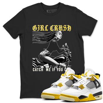 4s Vivid Sulfur shirt to match jordans Girl Crash sneaker tees AJ4 Vivid Sulfur Streetwear Brand SNRT Sneaker Tees unisex cotton Black 1 crew neck shirt