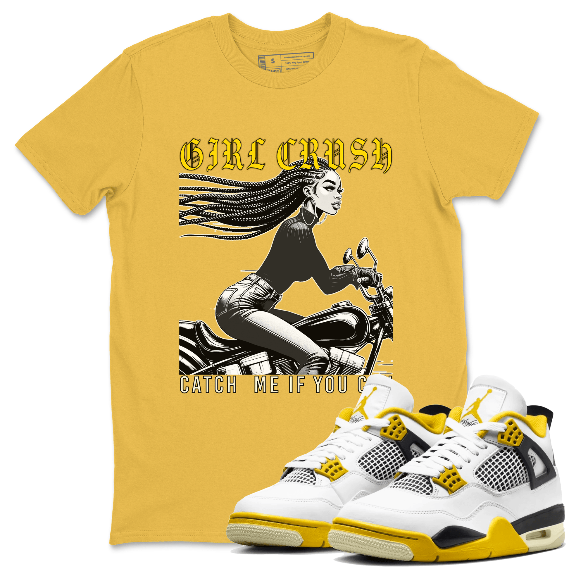 4s Vivid Sulfur shirt to match jordans Girl Crash sneaker tees AJ4 Vivid Sulfur Streetwear Brand SNRT Sneaker Tees unisex cotton Daisy 1 crew neck shirt