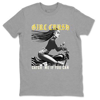 4s Vivid Sulfur shirt to match jordans Girl Crash sneaker tees AJ4 Vivid Sulfur Streetwear Brand SNRT Sneaker Tees unisex cotton Heather Grey 2 crew neck shirt
