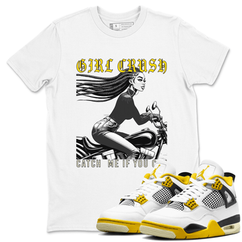 4s Vivid Sulfur shirt to match jordans Girl Crash sneaker tees AJ4 Vivid Sulfur Streetwear Brand SNRT Sneaker Tees unisex cotton White 1 crew neck shirt