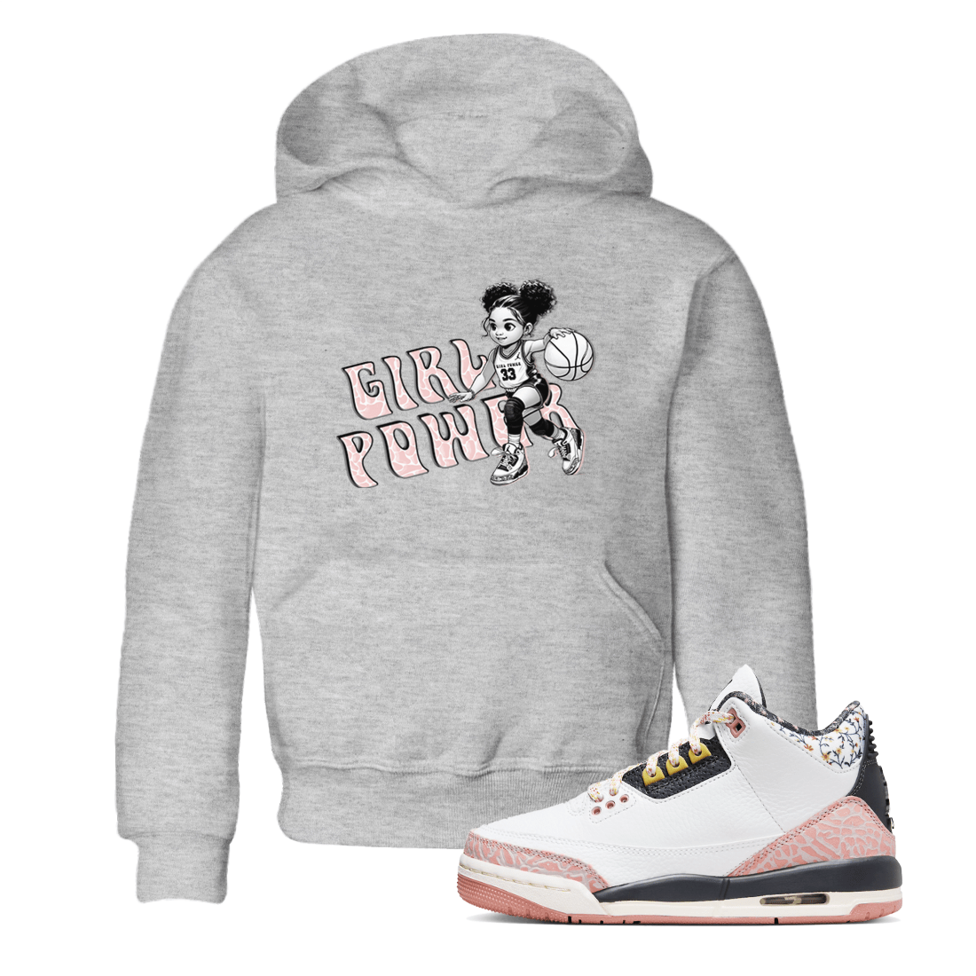 Air Jordan 3 Vintage Floral shirt to match jordans Girl Power sneaker tees Air Jordan 3 GS Vintage Floral SNRT sneaker release tees baby toddler Heather Grey 1 cotton Shirt