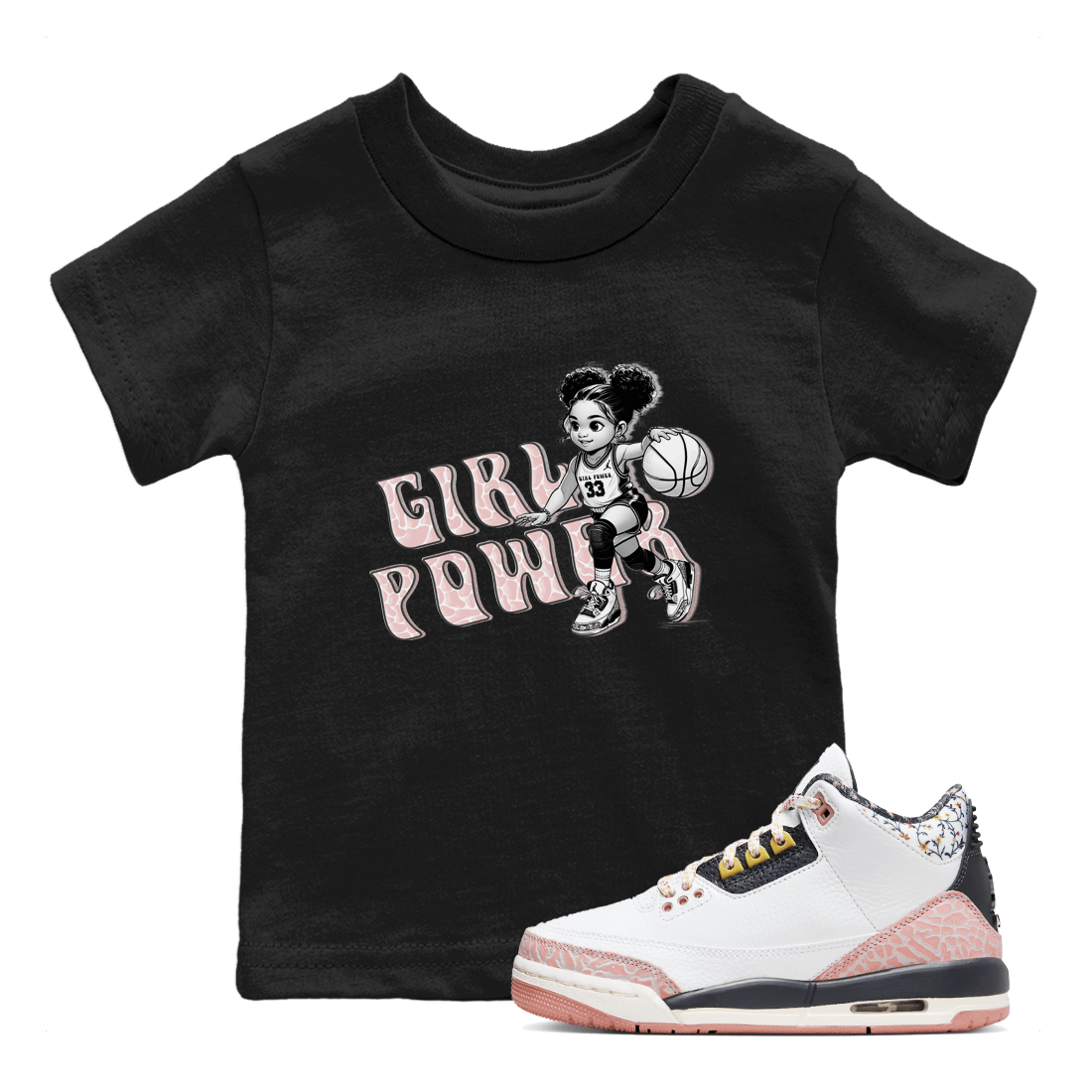 Air Jordan 3 Vintage Floral shirt to match jordans Girl Power sneaker tees Air Jordan 3 GS Vintage Floral SNRT sneaker release tees baby toddler Black 1 cotton Shirt