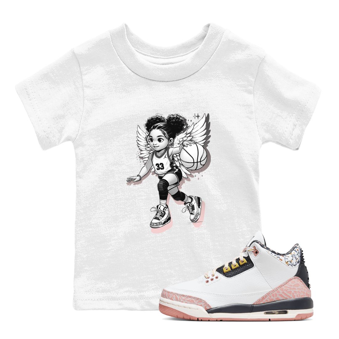 Air Jordan 3 Vintage Floral shirt to match jordans Girl Power Angel sneaker tees Air Jordan 3 GS Vintage Floral SNRT sneaker release tees baby toddler White 1 cotton Shirt
