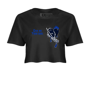 Air Foamposite One Royal shirts to match jordans Give Me Your Soul unique Halloween sneaker tee Air Foamposite One Royal SNRT Sneaker Release Tees unisex cotton Black 2 Crop Shirts