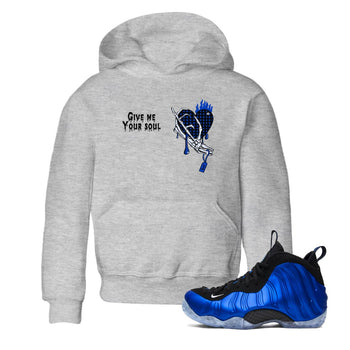 Air Foamposite One Royal shirts to match jordans Give Me Your Soul unique Halloween sneaker tee Air Foamposite One Royal SNRT Sneaker Release Tees Youth Baby Heather Grey 1 crew neck shirts