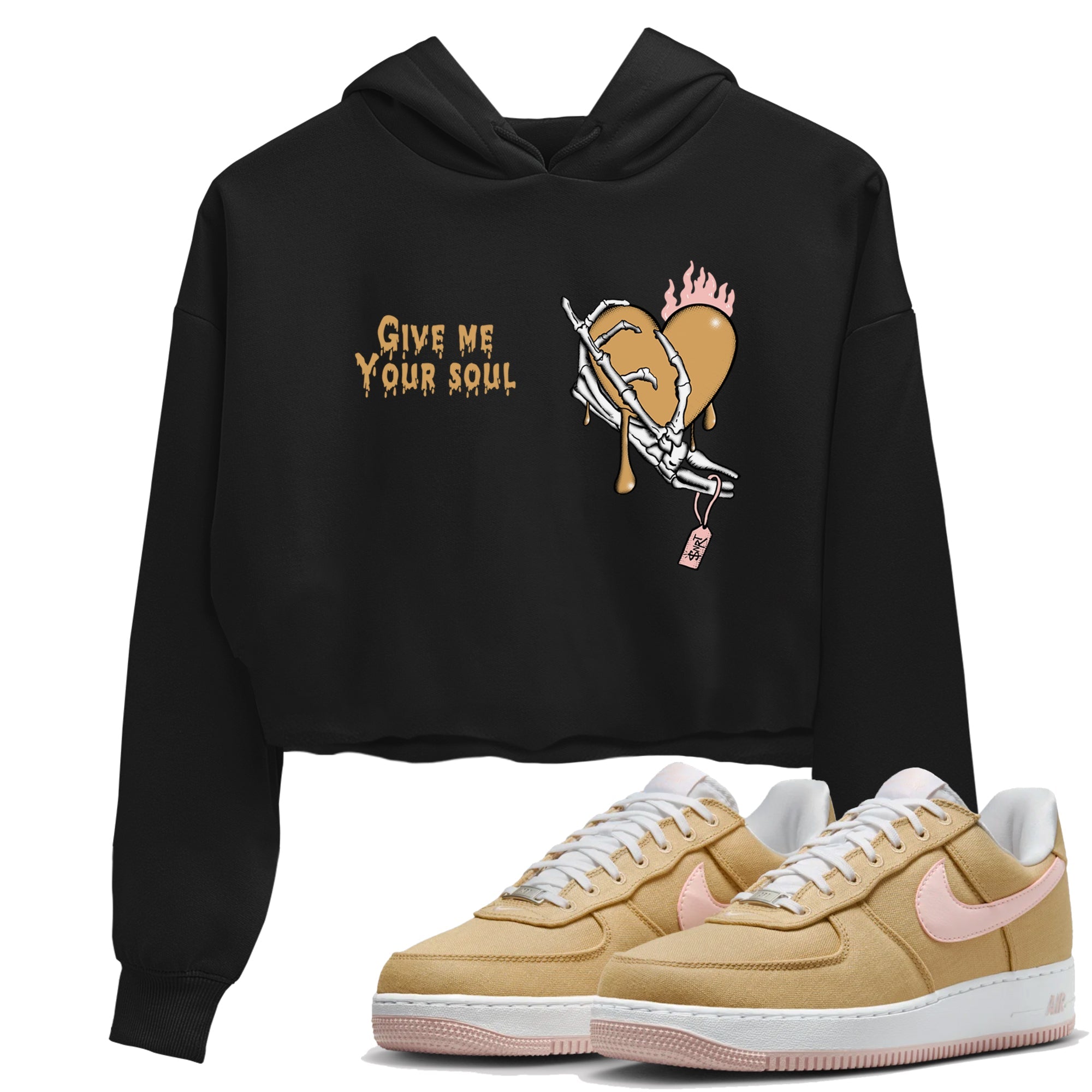 AF1 Linen shirts to match jordans Give Me Your Soul sneaker match tees Air Force 1 Linen match shoes to clothes SNRT Sneaker Tees unisex cotton Black 1 crop tee