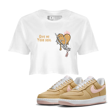 AF1 Linen shirts to match jordans Give Me Your Soul sneaker match tees Air Force 1 Linen match shoes to clothes SNRT Sneaker Tees unisex cotton White 1 crop tee