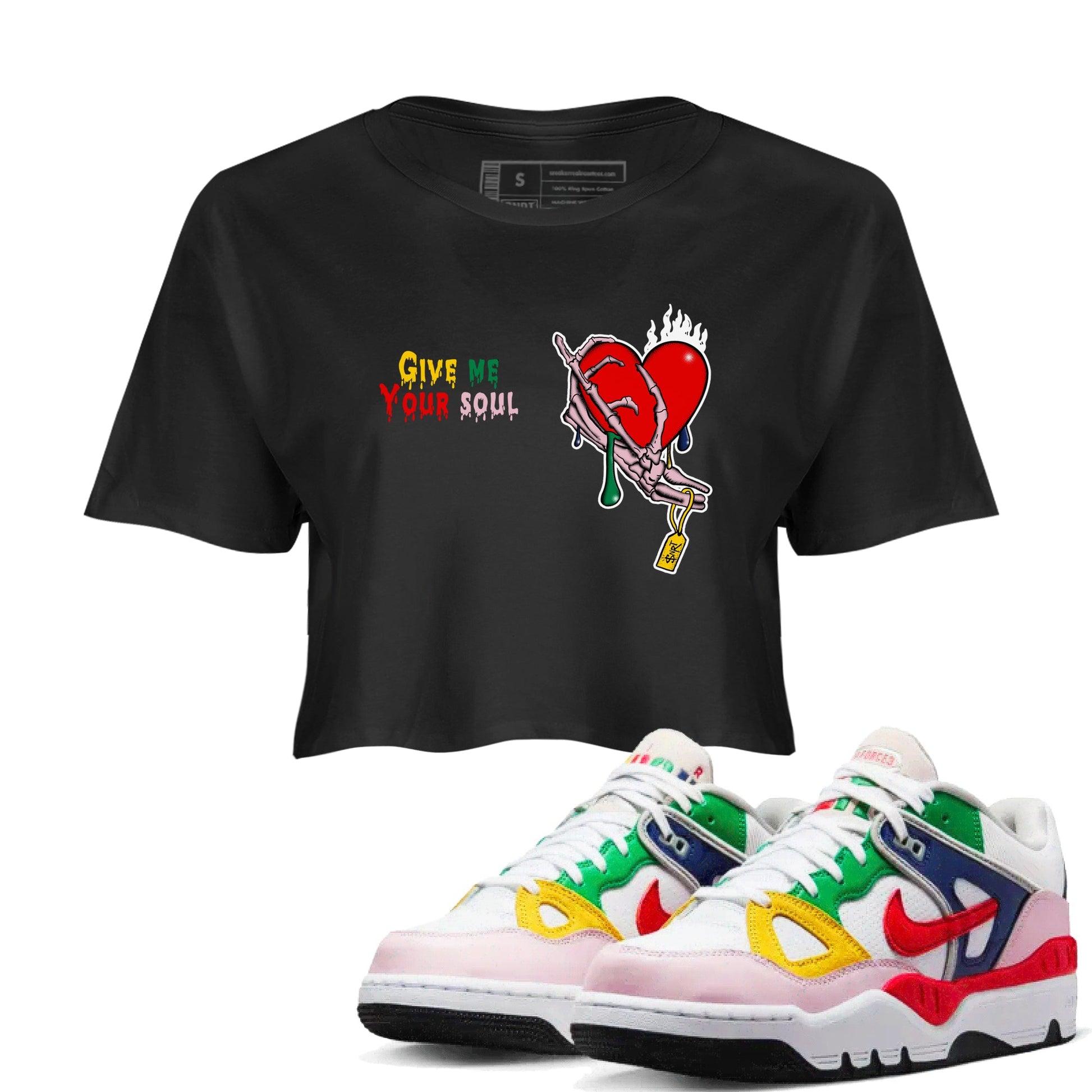 AF 3 Nigo shirtsto match jordans Give Me Your Soul sneaker match tees Air Force 3 Low x Nigo Blue Void and Tour Yellow match shoes to clothes SNRT Sneaker Tees unisex cotton Black 1 crop tee