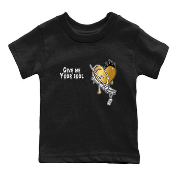 1s Black Metallic Gold shirts to match jordans Give Me Your Soul unique Halloween sneaker tee Jordan 1 High OG Black and Gold SNRT Sneaker Release Tees Youth Baby Black 2 crew neck shirts