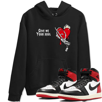 1s Black Toe Reimagined shirts to match jordans Give Me Your Soul unique Halloween sneaker tee Air Jordan 1 Black Toe Reimagined SNRT Sneaker Release Tees unisex cotton Black 1 crew neck shirts