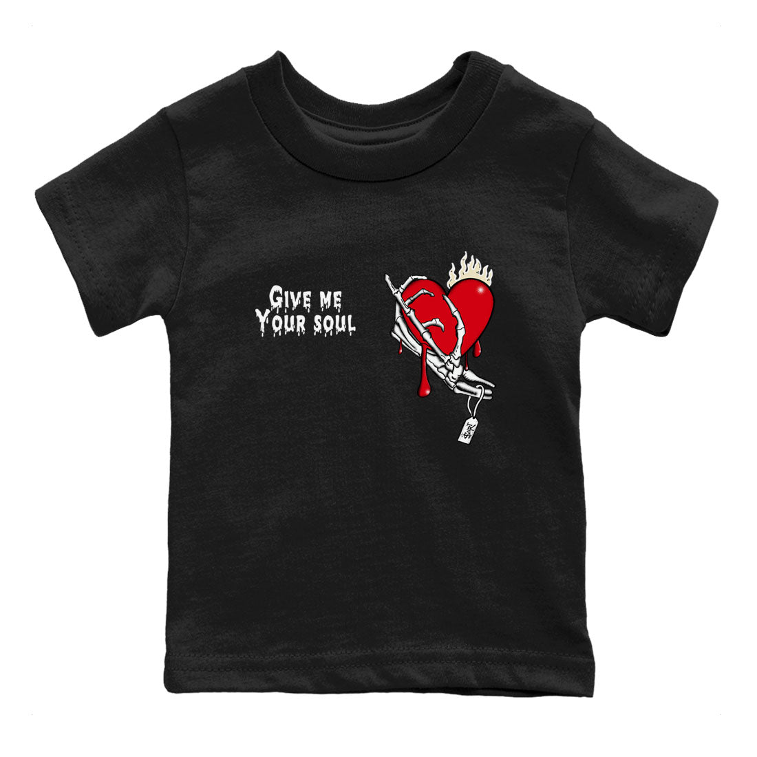 1s Black Toe Reimagined shirts to match jordans Give Me Your Soul unique Halloween sneaker tee Air Jordan 1 Black Toe Reimagined SNRT Sneaker Release Tees Youth Baby Black 2 crew neck shirts