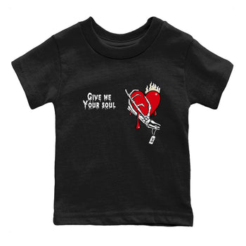 1s Black Toe Reimagined shirts to match jordans Give Me Your Soul unique Halloween sneaker tee Air Jordan 1 Black Toe Reimagined SNRT Sneaker Release Tees Youth Baby Black 2 crew neck shirts